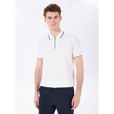 Beyaz Erkek Polo Yaka Basic Kazak F5SM-KZK 2079