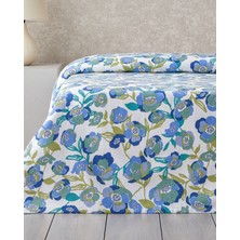 Summer Blooms Baskılı Pamuklu Tek Kişilik Pike 150 x 220  cm  Mavi