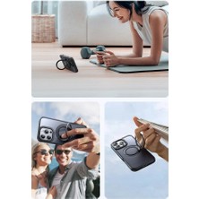 Mcdodo PC-4932 Apple iPhone 16 Pro Uyumlu Halka Standlı  Magsafe Siyah  Kapak