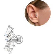 Bylin Cerrahi Çelik Baget Taşlı Piercing - Silver-Bar 6mm-Kalınlık 1mm-1 adet