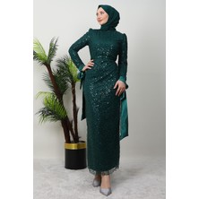 Giza Store Sena Pullu Elbise Zümrüt