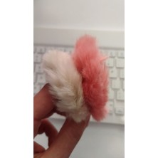 2'li Canlı Renklerde Yumuşak Peluş Lastik Toka Seti - Bej &  Yavruağzı