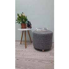 Papuli Ahşap Ayaklı Keten Kumaş Yuvarlak Puf&bench Koltuk/tabure