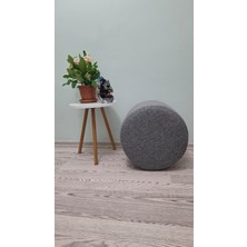 Papuli Ahşap Ayaklı Keten Kumaş Yuvarlak Puf&bench Koltuk/tabure