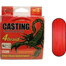Captain Casting Pe 4 Kat Spin Ip Misina 0,10MM 150MT Kırmızı