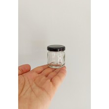 Afracam 40 cc Kavanoz Metal Siyah Konserve Kapaklı 40 ml Şeffaf Küçük Numune Cam Kavanoz 10 Adet