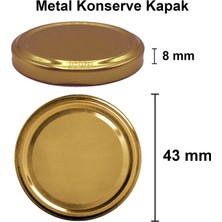 Afracam 40 cc Kavanoz Metal Gold Konserve Kapaklı 40 ml Şeffaf Küçük Numune Cam Kavanoz 10 Adet