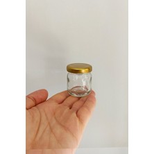 Afracam 40 cc Kavanoz Metal Gold Konserve Kapaklı 40 ml Şeffaf Küçük Numune Cam Kavanoz 50 Adet