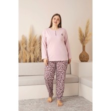 Nisanca Uzun Kollu %100 Pamuk Büyük Beden Anne Pijama Takımı- Anne Özel Serisi