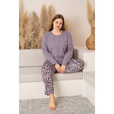 Nisanca Uzun Kollu %100 Pamuk Büyük Beden Anne Pijama Takımı- Anne Özel Serisi