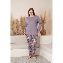 Nisanca Uzun Kollu %100 Pamuk Büyük Beden Anne Pijama Takımı- Anne Özel Serisi