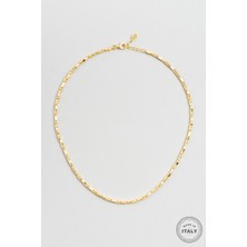 Italyan Tasarım 18 Ayar Sarı Altın Kaplama 45 cm Gümüş Kolye