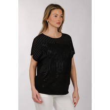 Daido Oversize Pullu Minimalist Kadın Tişört - Kısa Kol