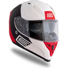 Strada Layer Matsiyah-Kırmızı-Beyaz Kask ( Güneş Vizörlü )