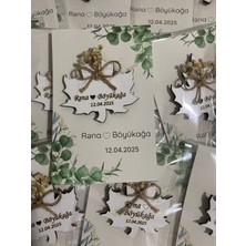 20 Adet Ahşap Çınar Yaprak Magnet Söz, Nişan, Kına, Nikah, Bebek Doğum Mevlit  - Sunum Kartı ile