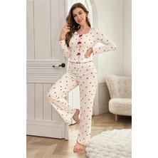 Bella Notte Pamuklu Kiraz Desenli Mevsimlik Pijama Takımı