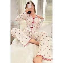 Bella Notte Pamuklu Kiraz Desenli Mevsimlik Pijama Takımı