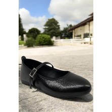 Eforia Nice Flower 120323 Siyah Tam Ortopedik Günlük Kadın Babet Ayakkabı