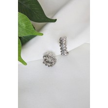 Vintage Gümüş Renk Çelik Küpe