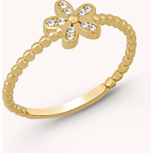 MYOROGOLD 14 Ayar Altın Çiçek  Yüzük