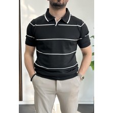 Edwox Erkek Açık Yaka Yan Çizgili Tişört Yeşil EDW259