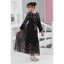 Asortix Kız Çocuk Çiçek Desenli Şifon Elbise – Uzun, Astarlı, Tesettüre Uygun ELBISE-ELB-0040