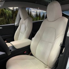 K-Design Tesla Model Y Araca Özel Oto Koltuk Kılıfı - Tay Tüyü ve Deri