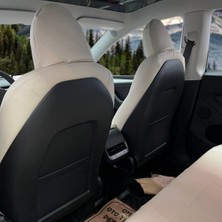 K-Design Tesla Model Y Araca Özel Oto Koltuk Kılıfı - Tay Tüyü ve Deri