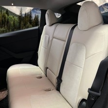 K-Design Tesla Model Y Araca Özel Oto Koltuk Kılıfı - Tay Tüyü ve Deri