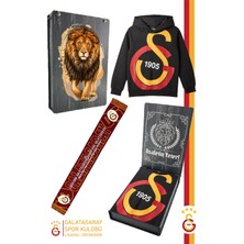 Galatasaray Orijinal Lisanslı Kapüşonlu Çocuk Sweat +  Atkı Set Hediyelik Ahşap Kutulu