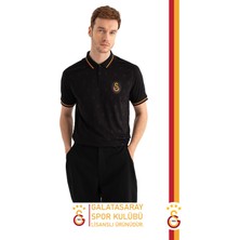 Galatasaray Orijinal Lisanslı Match Day Siyah Polo Yaka T-Shirt