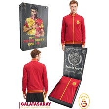 Galatasaray Orijinal Lisanslı Dik Yaka Fermuarlı Erkek Sweat Metin Oktay Baskılı Hediyelik Ahşap Kutulu