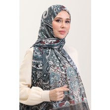 Sefa Merve Karaca Etnik Desenli Koton Şal 81086-08 Mavi Siyah