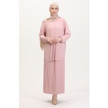Sefa Merve Piliseli Tunik Etek Ikili Takım 0015-04 Pudra