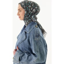 Fenza Scarf Farah Çizgi Karakter Desen Gri Pamuklu Şal