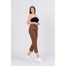 Kemerli Gabardin Kot Kumaş Kalem Denim Pantolon 3880