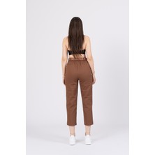 Kemerli Gabardin Kot Kumaş Kalem Denim Pantolon 3880