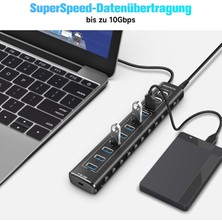 RSHTECH 11 Port Güçlendirilmiş USB C Hub 2X10 Gbps USB C 1X10 Gbps USB A Pd 20W 7x USB 3.0 5gbps Hub