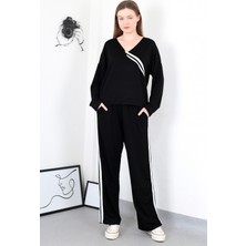 Göğsü Ribana Detaylı Oversize Cepli Eşofman Sweatshirt Takımı