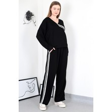 Göğsü Ribana Detaylı Oversize Cepli Eşofman Sweatshirt Takımı