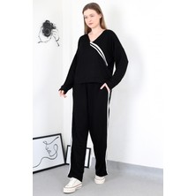 Göğsü Ribana Detaylı Oversize Cepli Eşofman Sweatshirt Takımı