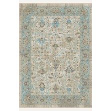 Bigartshome Vintage Desenli Mint Salon Halısı, Dokuma Taban Dekoratif Şönil Halı