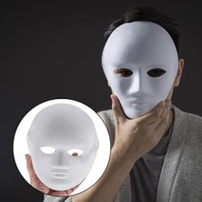 Kerem03 Beyaz Renk Boyanabilir Anonim Tam Yüz Cosplay Maske 24 x 18  cm
