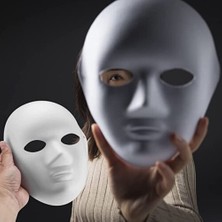 Kerem03 Beyaz Renk Boyanabilir Anonim Tam Yüz Cosplay Maske 24 x 18  cm