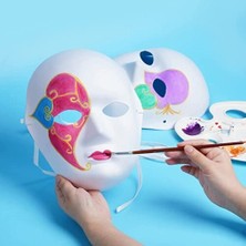 Kerem03 Beyaz Renk Boyanabilir Anonim Tam Yüz Cosplay Maske 24 x 18  cm