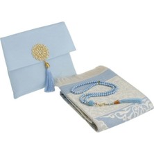 Şantuk Keseli Tafta Seccade ve Inci Vavlı Tesbih Set , Taşınabilir Namaz Seti, Hediye Seti