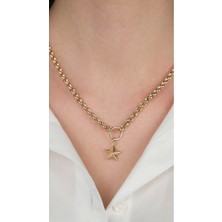 14 Ayar Altın Yıldızlı Zincir Kolye