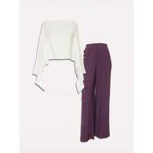 Kimono Bluz & Lila Jarse Pantolon | 2'li Kombin
