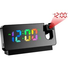Monozone Aynalı Projeksiyon Saat Renkli Ekran Çalar Saat,takvim,sıcaklık 180°DÖNEBILEN Yansıtmalı