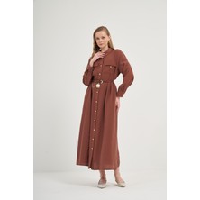 FTZ Women Kadın Modal Elbise  Kiremit 31016